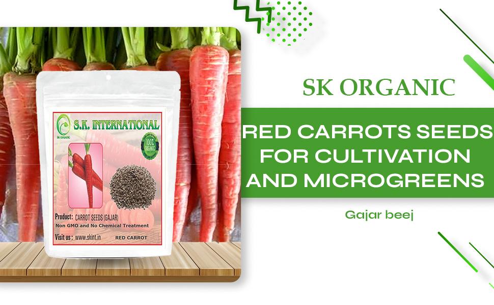 SK ORGANIC Red Carrots Seeds (Gajar beej) for Microgreens and cultivation