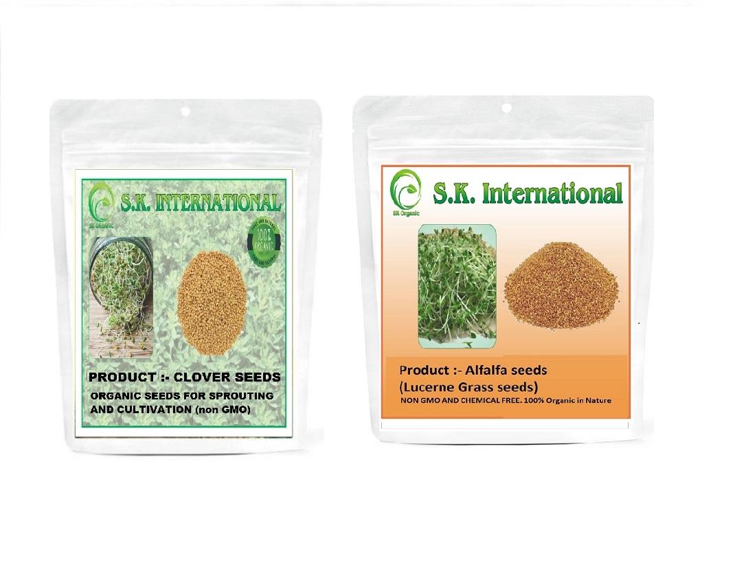 SK ORGANIC Combo of Clover and Alfalfa seeds for Sprouting and Cultivation microgreens