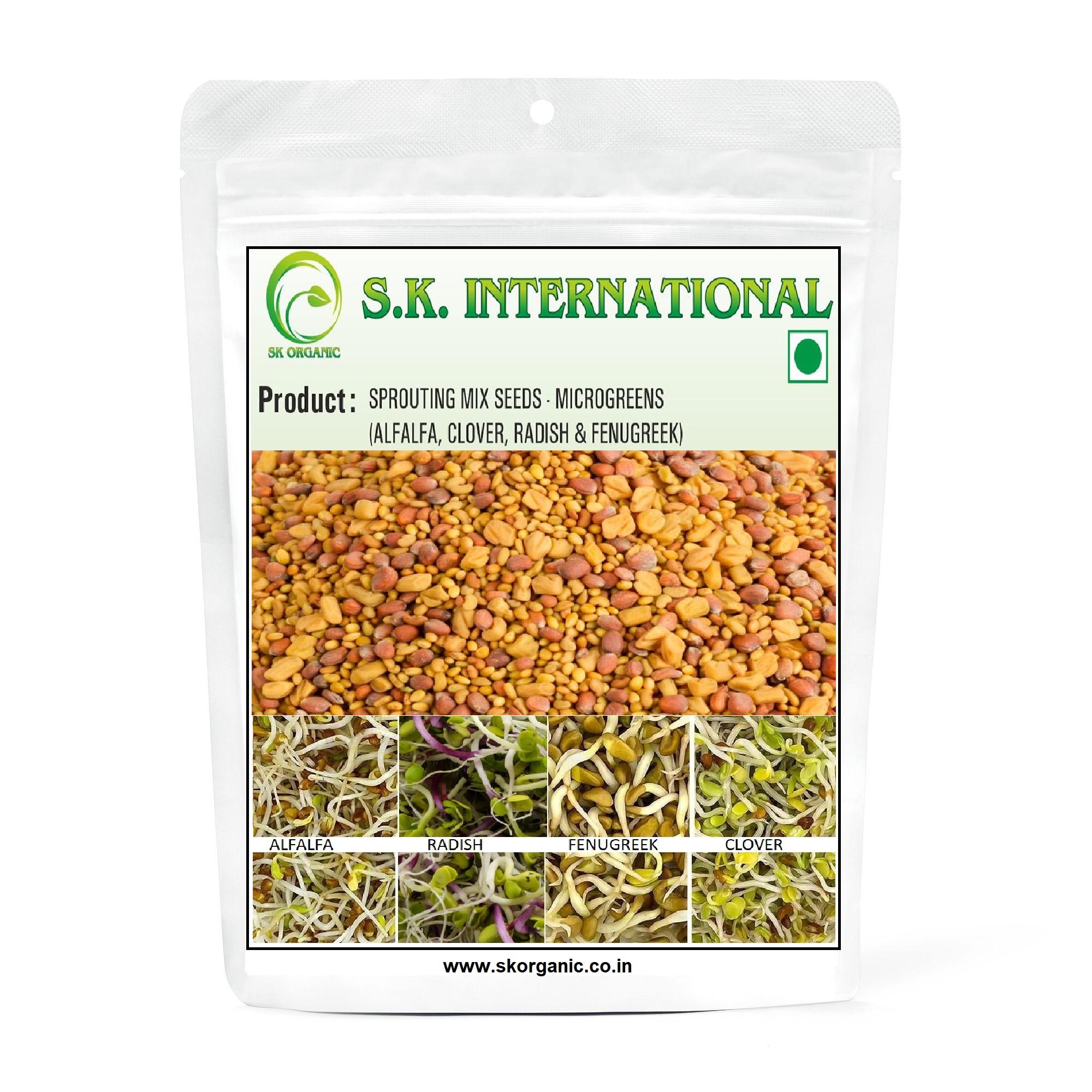 sk organic Microgreens Sprouting Mix of Clover, Radish, Fenugreek & Alfalfa Seeds