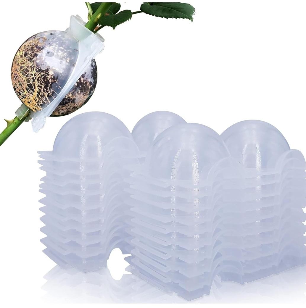 Plant Rooting Balls, 3 inch Reusable Grafting Growth Ball with Secure Locks, Clear White 