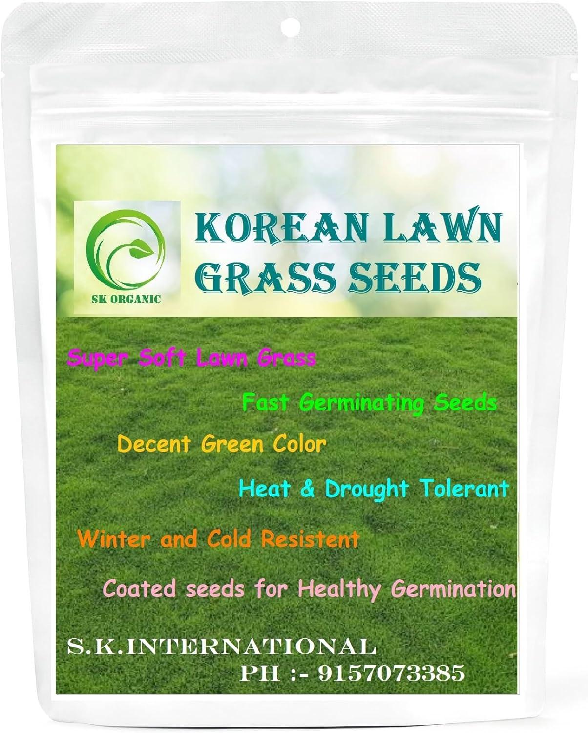 Korean Lawn Grass Seeds, Super Soft Turf, Bright Green Colour, Fast Turf Formation, Self-Repairing, Winter-Cold Resistant, Heat and Drought Tolerant