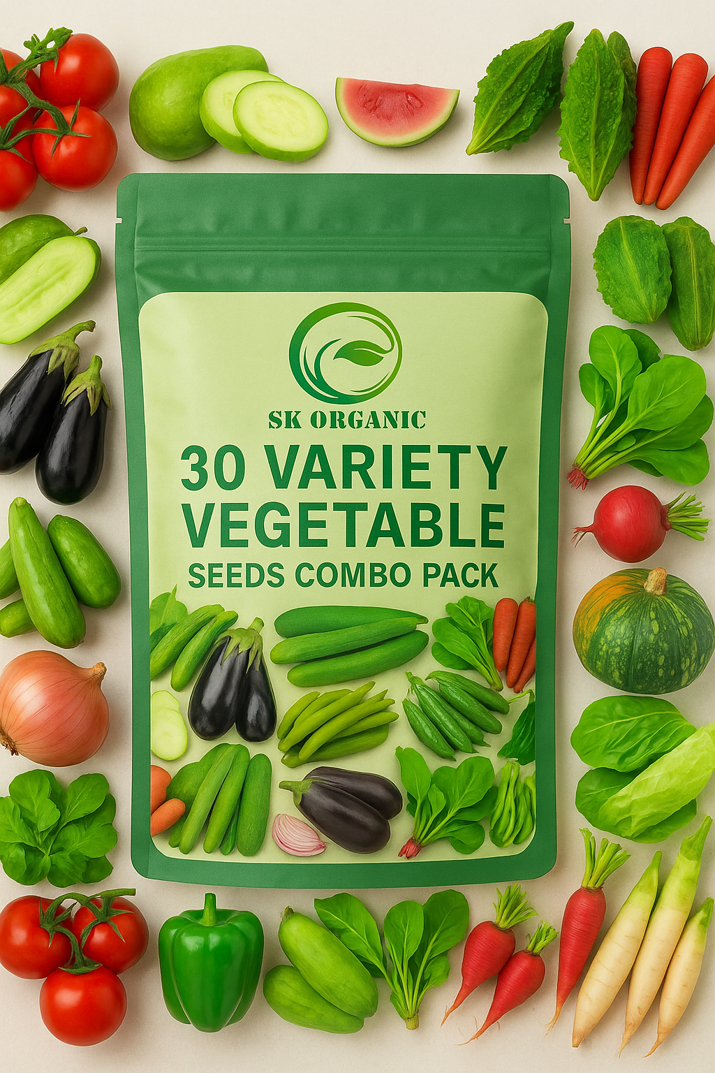 SK ORGANIC 30 Varieties of Vegetable and microgreen seeds Non GMO organic seeds of Garden and field plantation