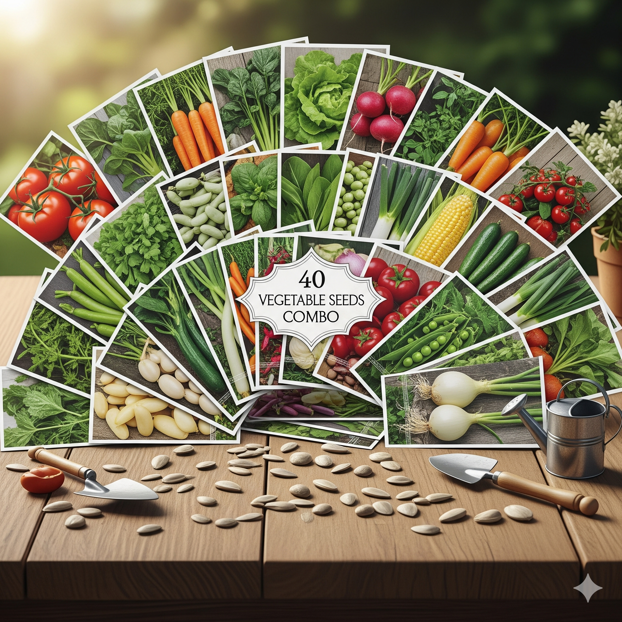 40 Vegetable Seeds Combo Non-GMO, 2000-2500 Seeds for Kitchen Garden