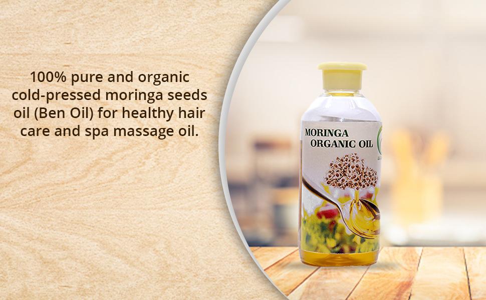 Moringa Oil (Ben Oil)  100% Pure & Organic Cold-Pressed for Hair care and Spa