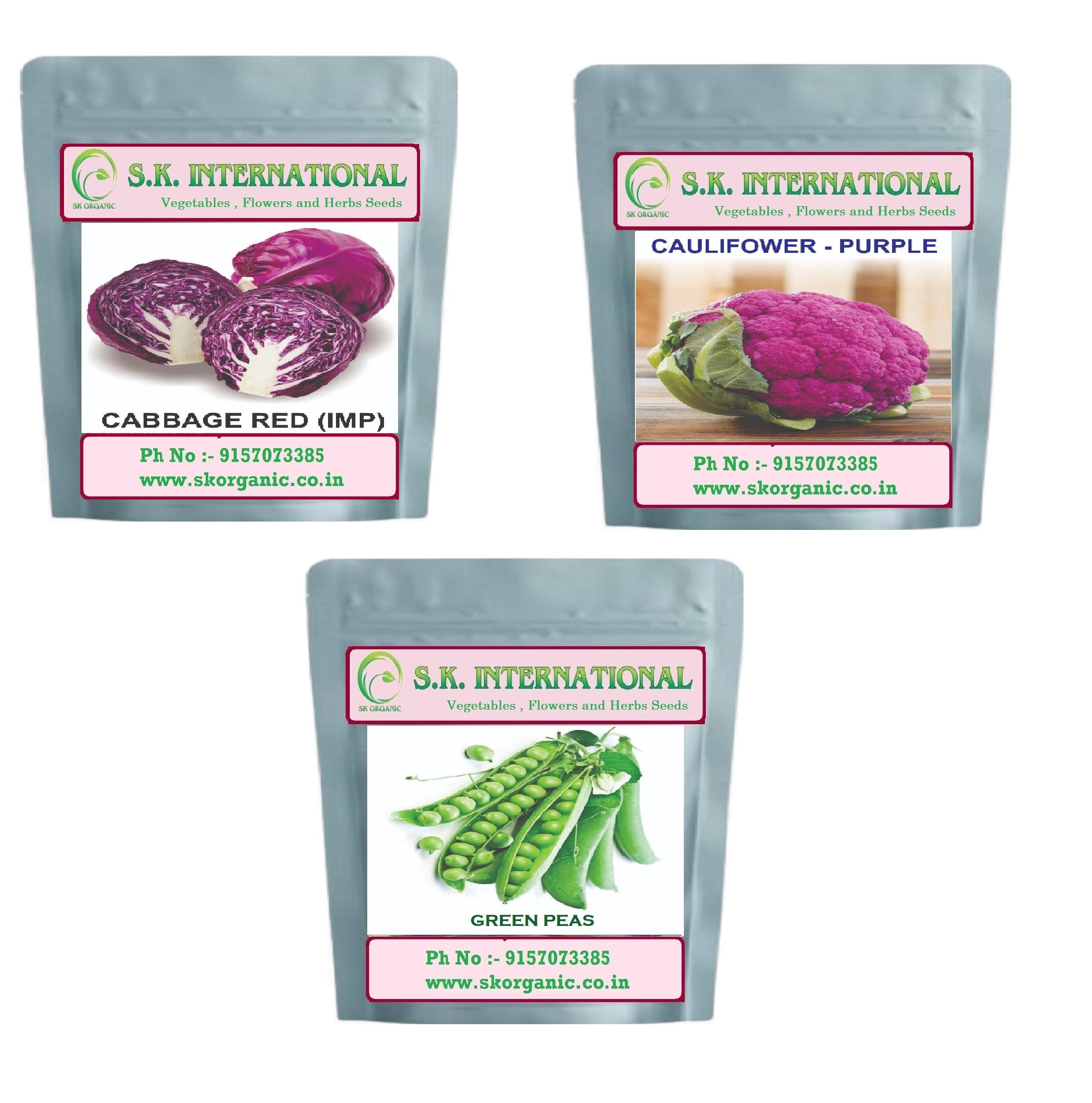 Vegetable Seeds F1 Hybrid seeds Cabbage Red - Cauliflower Purple And Green Peas seeds 